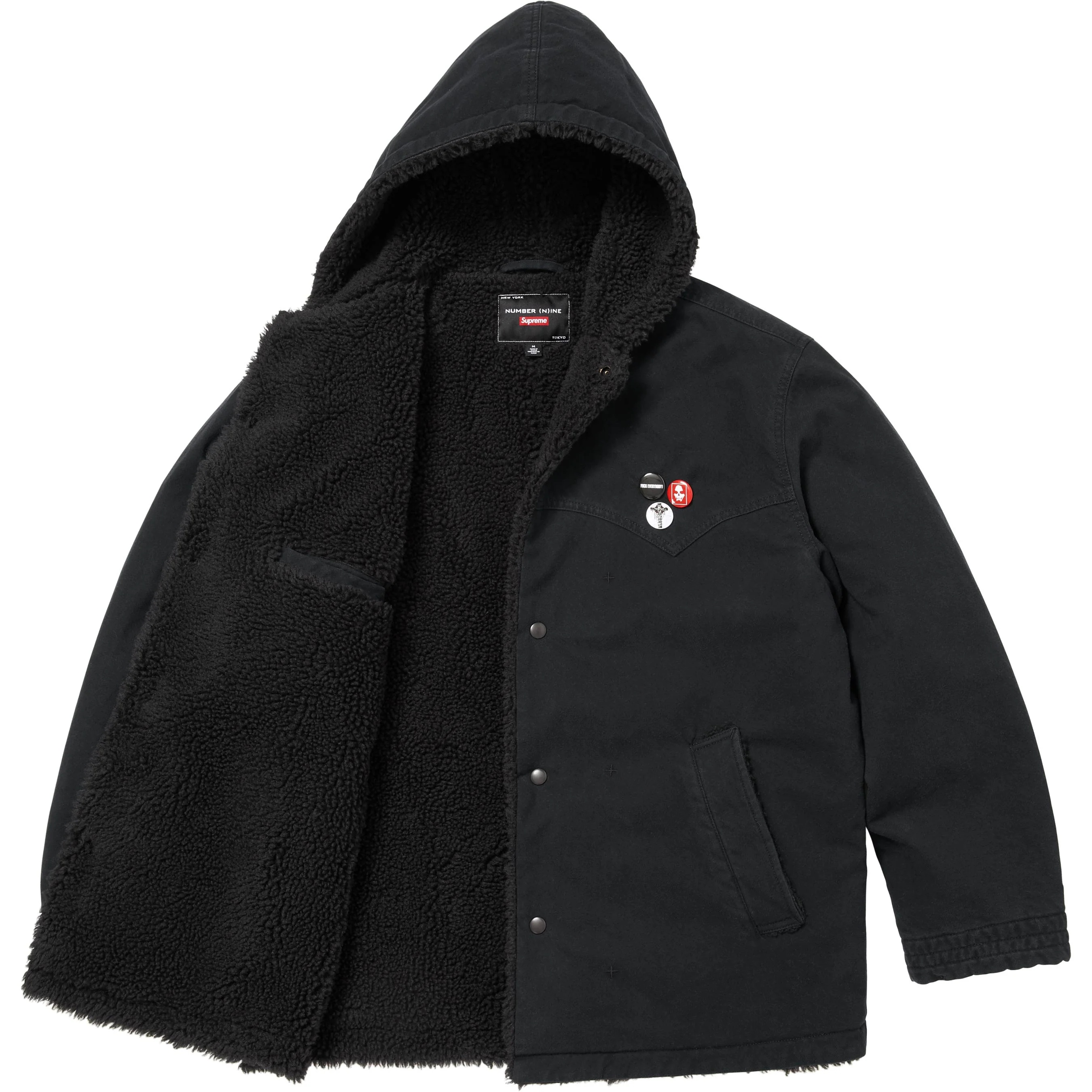 Supreme®/Number (N)ine® Faux Shearling Hooded Coat view 2